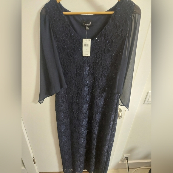 Connected Apparel Navy Long Sleeve Lace Dress - Picture 4 of 6